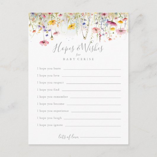 Meadow Wildflower Baby shower Hoop & Wens Kaart (Voorkant)