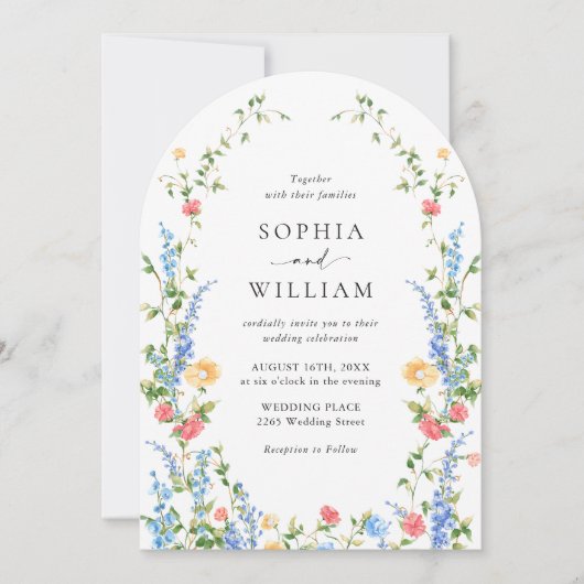 Meadow Wildflower Bohemian Wedding QR-code Foto Kaart (Voorkant)