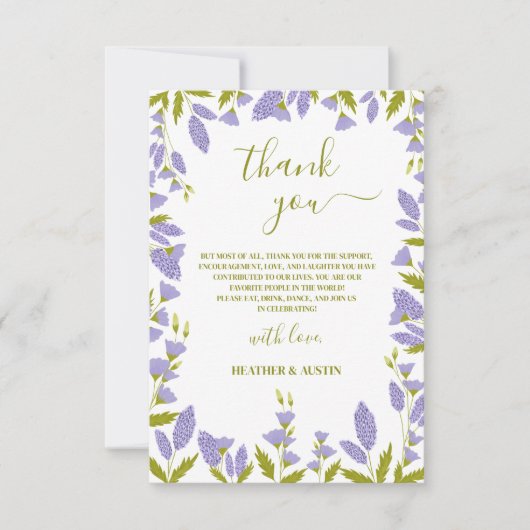 Meadow Wildflower Botanical Weddenschap Dank je ka Bedankkaart (Voorkant)