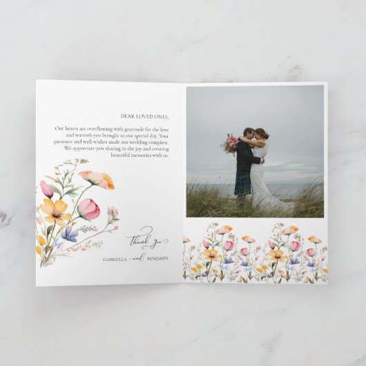 Meadow Wildflower bruiloft foto dank u kaart (Binnen)