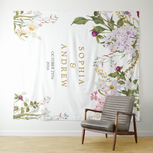 Meadow Wildflower Bruiloft Tapestry Wandkleed (In Situ (horizontaal))
