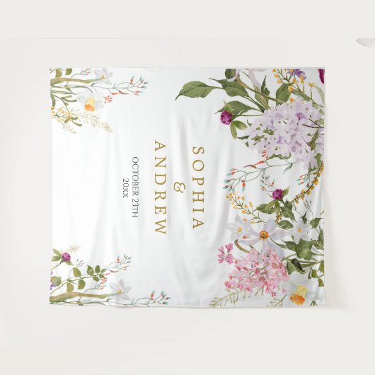 Meadow Wildflower Bruiloft Tapestry Wandkleed (Voorkant (horizontaal))