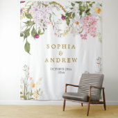 Meadow Wildflower Bruiloft Tapestry Wandkleed (In situ)