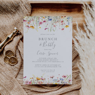 Meadow Wildflower Brunch en Bubbly Vrijgezellenfee Kaart