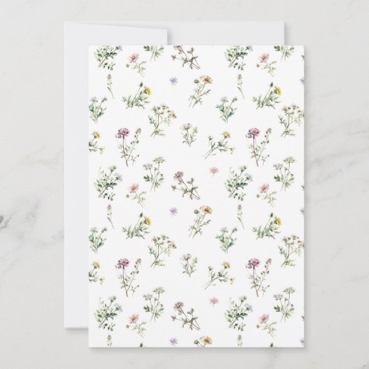 Meadow Wildflower Delicate Wedding Kaart (Achterkant)