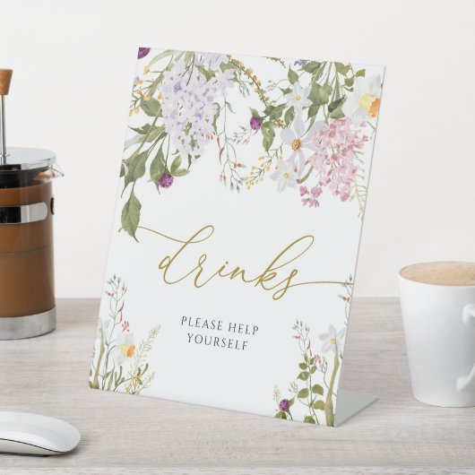 Meadow Wildflower Douche Drinken Teken Reclamebord Met Voetstuk (Insitu)