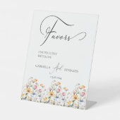 Meadow Wildflower Favors Bruiloft Tafelblad Reclamebord Met Voetstuk (Voorkant)