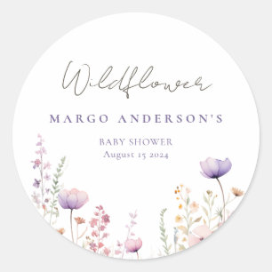 Meadow Wildflower Field Baby shower Woodland Ronde Sticker