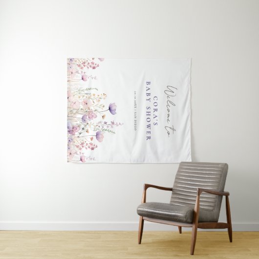 Meadow Wildflower Field Baby shower Woodland Wandkleed (In Situ (horizontaal))