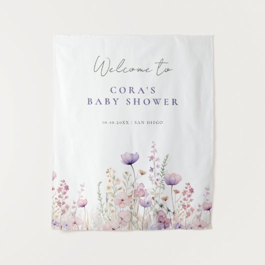 Meadow Wildflower Field Baby shower Woodland Wandkleed (Voorkant)