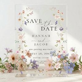 Meadow Wildflower Floral Photo Wedding Acryl Uitnodigingen