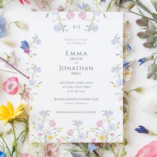 Meadow Wildflower Garden Wedding Invitation Kaart
