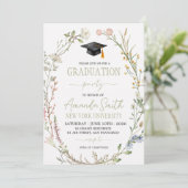 Meadow Wildflower Graduation Party Invite Kaart (Staand voorkant)