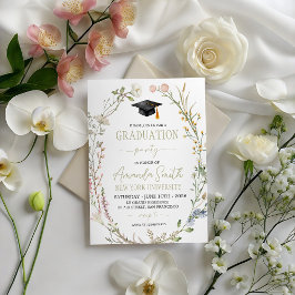 Meadow Wildflower Graduation Party Invite Kaart