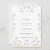 Meadow Wildflower Green Garden Wedding Invitation Kaart (Voorkant)