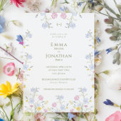 Meadow Wildflower Green Garden Wedding Invitation Kaart