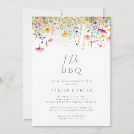 Meadow Wildflower Ik doe BBQ Engagement Party Kaart (Voorkant)