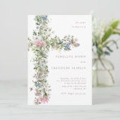 Meadow wildflower kruis doop doop doopblauw kaart (Staand voorkant)