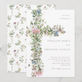 Meadow wildflower kruis doop doop doopblauw kaart (Voorkant / Achterkant)