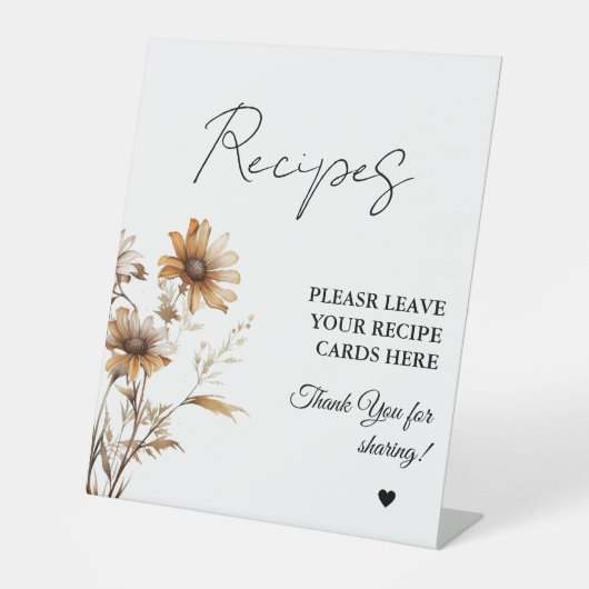 Meadow Wildflower Laat je Recepten Vrijgezellenfee Reclamebord Met Voetstuk (Voorkant)