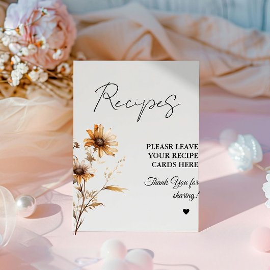 Meadow Wildflower Laat je Recepten Vrijgezellenfee Reclamebord Met Voetstuk