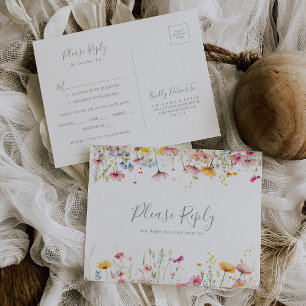 Meadow Wildflower Menu Keuze RSVP Briefkaart