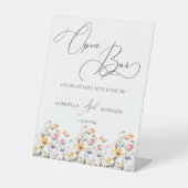 Meadow Wildflower Open Bar Bruiloft Tafel Reclamebord Met Voetstuk (Voorkant)