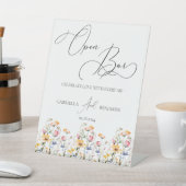 Meadow Wildflower Open Bar Bruiloft Tafel Reclamebord Met Voetstuk (Insitu)