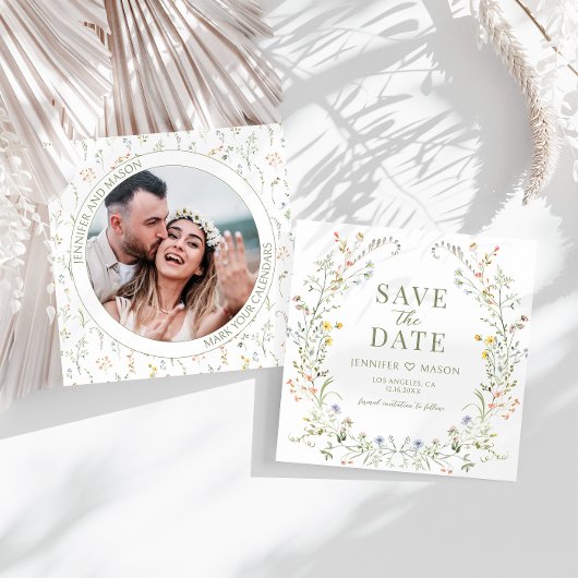 Meadow Wildflower Opslaan van de datum Foto uitnod