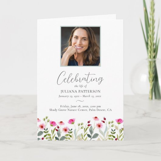 Meadow Wildflower Order of Service Uitvaartfoto's Programma (Voorkant)