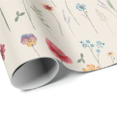 Meadow Wildflower Pattern Cottcore Boho Cream Cadeaupapier (Rol Hoek)
