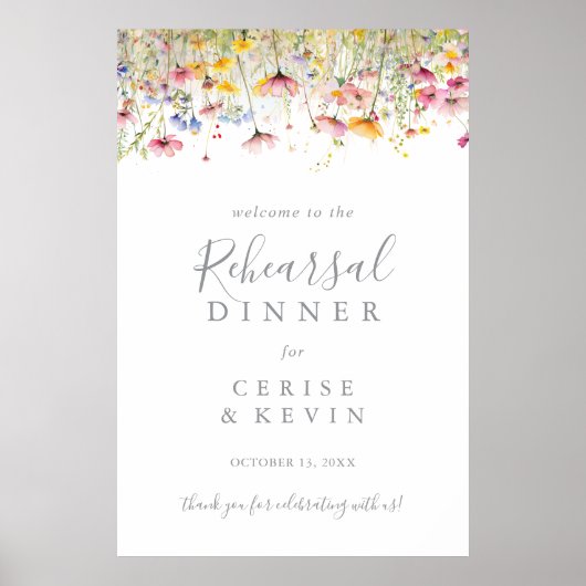 Meadow Wildflower Repetitie Diner Welkom Poster (Voorkant)