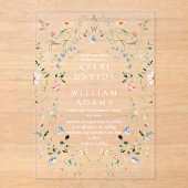 Meadow Wildflower rustieke Boho bruiloft Acryl Uitnodigingen (Voorkant)