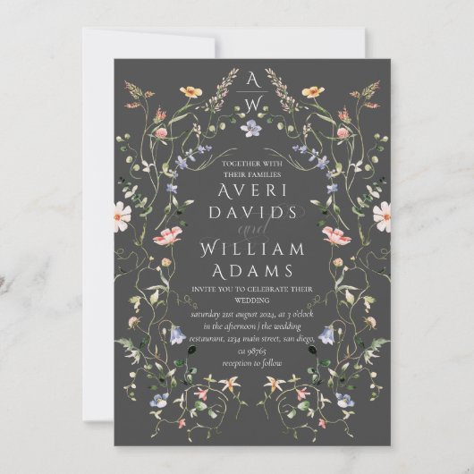 Meadow Wildflower rustieke Boho bruiloft Kaart (Voorkant)