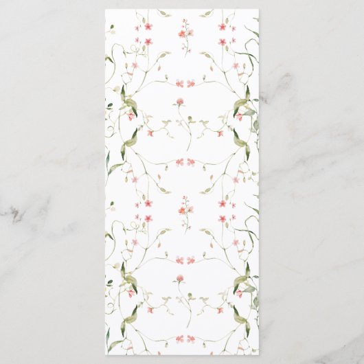 Meadow Wildflower rustieke Boho bruiloft Menu (Achterkant)