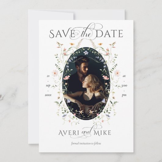 Meadow Wildflower rustieke Boho bruiloft Save The Date (Voorkant)