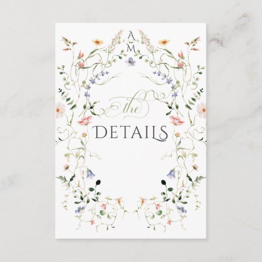 Meadow Wildflower rustieke Boho foto bruiloft Informatiekaartje (Voorkant)