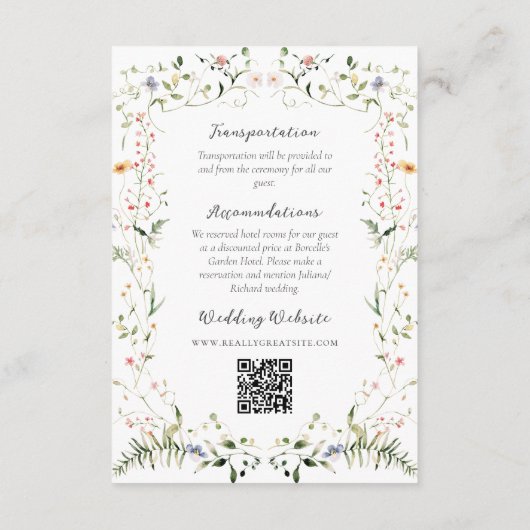 Meadow Wildflower rustieke Boho foto bruiloft Informatiekaartje (Achterkant)