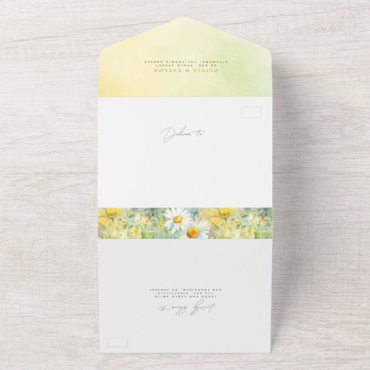 Meadow Wildflower Summer Boho Wedding Photo All In One Uitnodiging (Buitenkant)