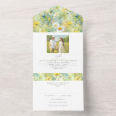 Meadow Wildflower Summer Boho Wedding Photo All In One Uitnodiging (Binnen)