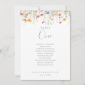 Meadow Wildflower Tafel Nummer 1 Zitplaatskaart Kaart (Voorkant)