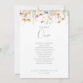 Meadow Wildflower Tafel Nummer 1 Zitplaatskaart Kaart (Achterkant)