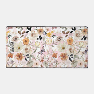 Meadow Wildflower & Vlinders Patroon Monogram Bureaumat