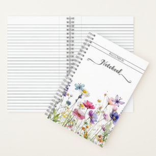 Meadow wildflower vlinders persoonlijke naam scrip notitieboek
