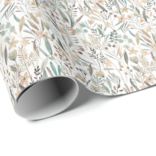 Meadow Wildflower: Waterverf charme. Cadeaupapier (Rol Hoek)