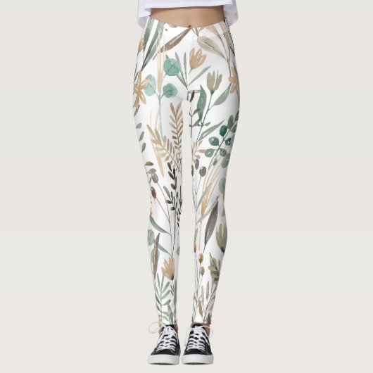 Meadow Wildflower: Waterverf charme. Leggings (Voorkant)