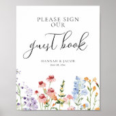 Meadow Wildflower Wedding Guest Book Sign Poster (Voorkant)