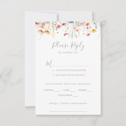 Meadow Wildflower Wedding Menu Choice RSVP (Voorkant)