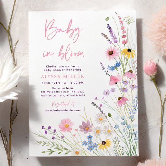 Meadow Wildflowers Baby in Bloom Baby shower Kaart