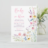 Meadow Wildflowers Baby in Bloom Baby shower Kaart (Staand voorkant)